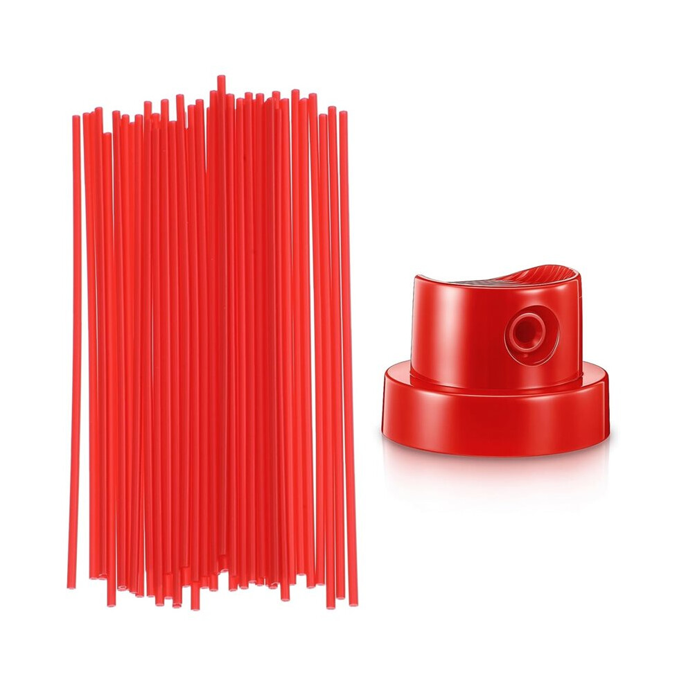 50 Pcs Replacement Can Extension Straw,Can Replacement Straws,Red Plastic Sprays Paint Nozzles For Aerosol Sprayers Cans 4713505445301