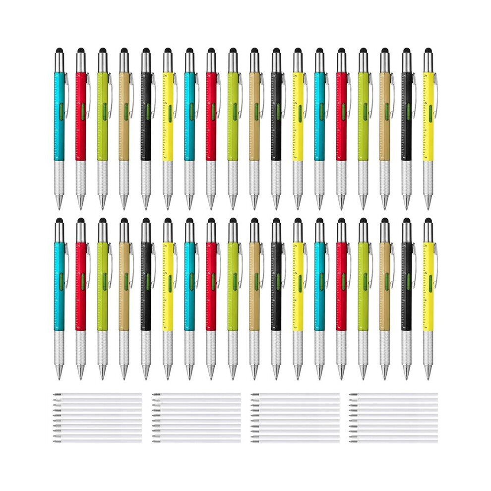 6 In 1 Tool Pen With Ruler, Level Gauge, Ballpoint Pen And Black Ink Refills, Stylus Pen, Screwdriver And Slotted 4712433847461