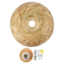 Bambou Osier Luminaire en Rotin Montage Encastré Plafonnier Suspendu pour Salon Chambre à Coucher Salle à Manger, 30X18Cm