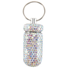 1Pcs Bling Medicine Pill Bottle Capsule Storage Box  Portable Rhinestones Crystal Travel Case Tubes(Colorful)