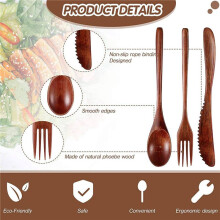 45 Pcs Wooden Spoon Fork Knife Cutlery Set Wooden Dinner Utensil Set Kitchen Wooden Flatware Tableware Cutlery Set