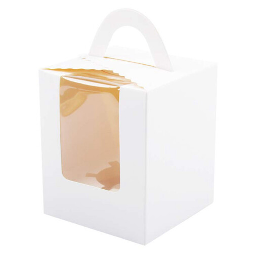 50 PCS Single Cupcake Boxes White Individual Cupcake Carrier Holders with Window Inserts for Bakery Wrapping Packaging