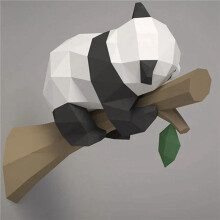 2X 3D Animal Paper Model,Panda  the Tree Geometric Origami for Home Decor,Wall Decoration,Educational Kids Toys,A