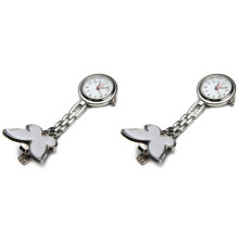 2X Reloj Bolsillo Metal Tipo Enfermera Mariposa Risa Esfera Redondo