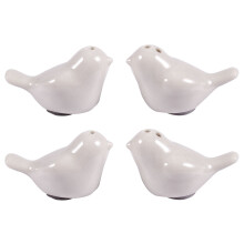 2X Saliere et Poivriere en Forme de L'Oiseau Ceramique pour Faveurs de Mariage - Blanc