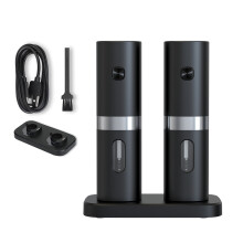 Ensemble de Moulins à Sel et Poivre éLectriques Automatiques avec Base Rechargeable 2 Broyeurs Portables à GrossièReté RéGlable