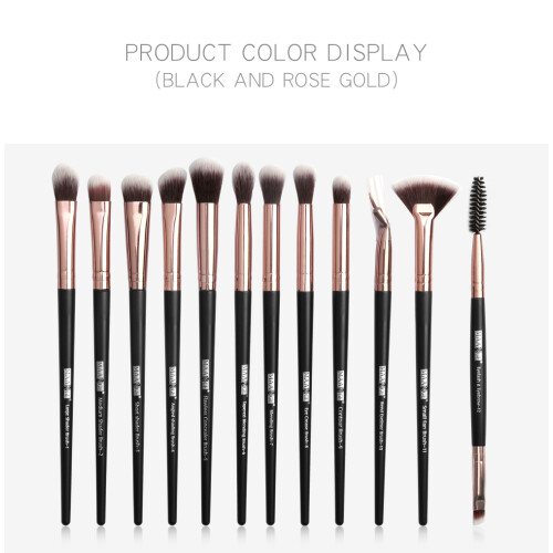 (gun-color) 12PCS Professional Makeup Brushes Set Eye Shadow Blending Applicator Comestic Tool 1