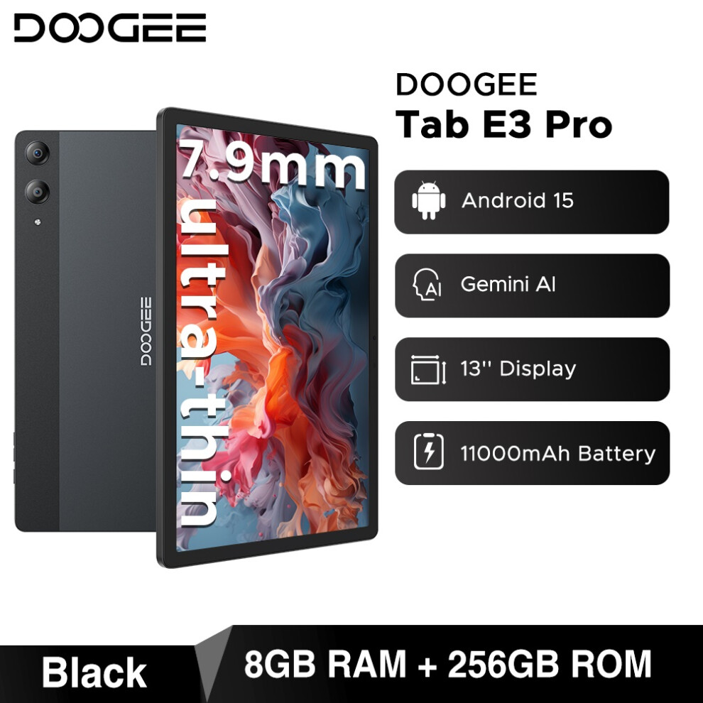() Doogee Tab E3 Pro Tablet Gemini Ai 13'' Screen Android 15 8Gb 256Gb 11000Mah Battery Smart Pad,Gold//Grey Black/Gold 4027021855644