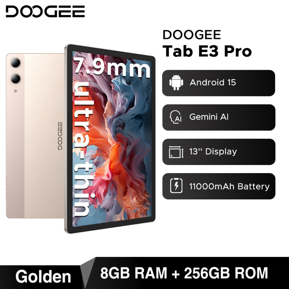 () Doogee Tab E3 Pro Tablet Gemini Ai 13'' Screen Android 15 8Gb 256Gb 11000Mah Battery Smart Pad,/Grey Gold/Black 4027021855637