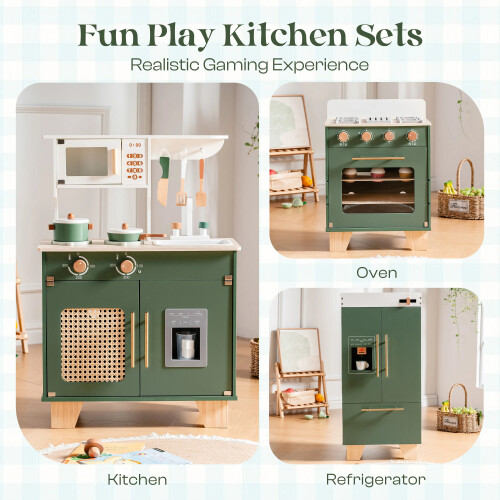 ROBUD Wooden 3 Pieces Kids Kitchen Playset 2