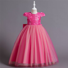 (Rose color, 160cm) Medium to large children's dress skirt, girl's mid-length dress, mesh tutu skirt, children's princess dress