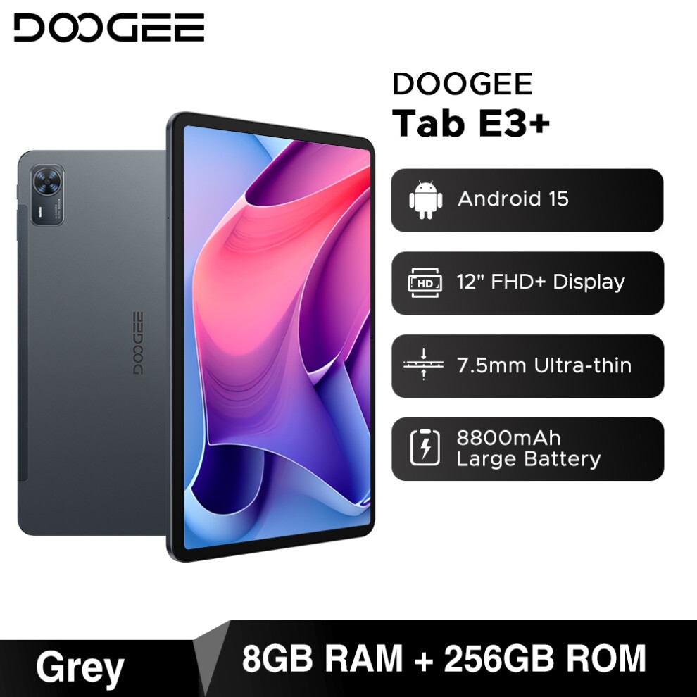 () Doogee Tab E3 Tablet Pc Gemini Ai 12" Fhd Display 32Gb(8 24) 256Gb 8800Mah Android 15,/Grey/Blue Gray/Black/Grey 4027021855682