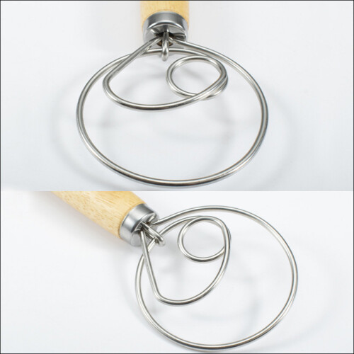 12" Danish Dough Stainless Steel Wire Whisk Mixer Artisan Bread Making Kitchenware Tool 1
