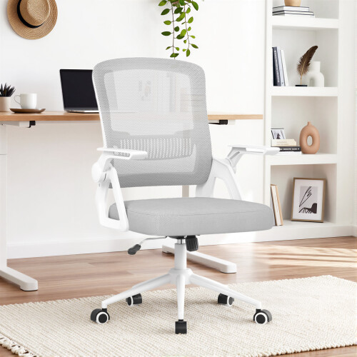 （Grey）Swivel Computer Chair with Armrest