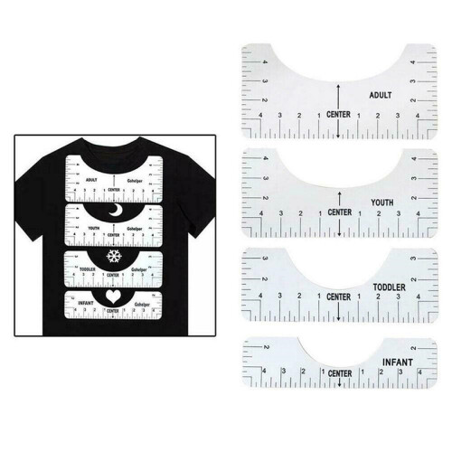 4PCS T-Shirt Ruler Guide Centering HTV Alignment Tool for Cricut vinyl Decals 1