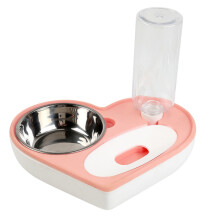 (Pink) 500ml Automatic Pet Feeder & Water Dispenser Set for Cats & Dogs - Detachable Food Bowl