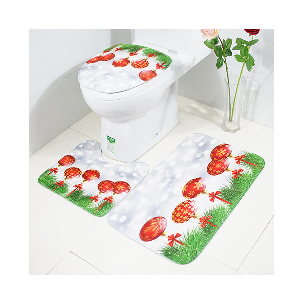 (16) Christmas Santa Claus Toilet Cover & Bathroom Carpet 3-Piece Set