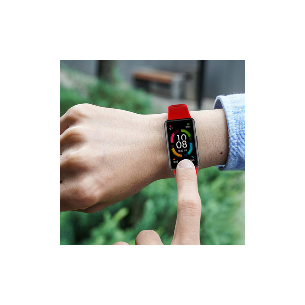 Orange (Orange) For Huawei Honor Band 6 Silicone Strap Replacement Wristband Solid Color Watchband