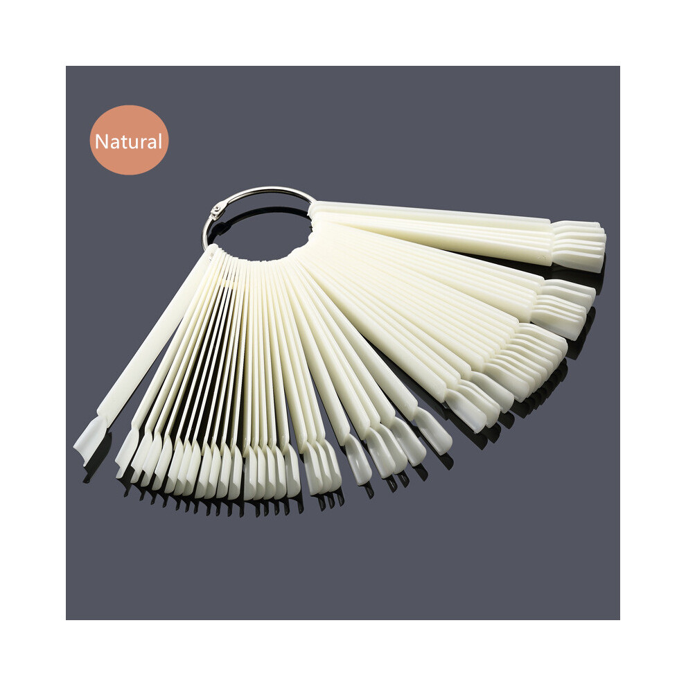 (Transparent) 50PCS ROSALIND 4 Colors False Nail Tips Set With Hoop for Nail Polish Display Decoration Practice