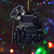 (7) Christmas Wooden Police Firefighter Car Pendant Christmas Cmall Pendant Xmas Gift