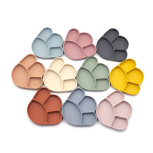 (Leather Pink) Children's food grade silicone dinner plate