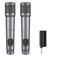 Trådlös mikrofon, dubbel handhållen dynamisk mikrofon, 40 timmars varaktighet, 200 fot räckvidd, professionell mikrofon för sång och karaoke
