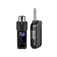 Microphone Wired to Wireless Converter Transmitter Receiver System for Condenser Microphone Guitar Audio Mixer Condenser