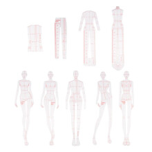 Fashion Illustration Rulers Sketching Templates Ruler Sewing Humanoid Patterns Design Clothing Measuring,Combination