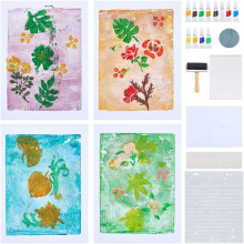 10 Sets Gel Printing Plate Kit for Beginner, Complete DIY Printmaking Kit with 8"X 10" Gel Plate,A5 Paper,Paints for Art