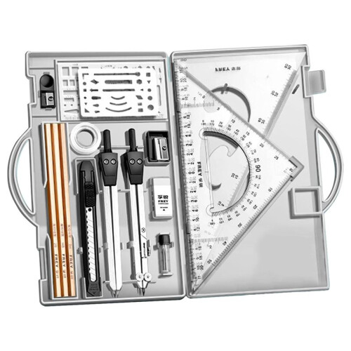 Geometry Compass Set - 16-Piece Math Tool Kit with Storage Box for Artists, Students, and Teachers