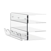 Tastatur-Maus-Desktop-Organizer, Acryl, 3 Etagen, Ständer, Rahmen, Regal, Tastatur-Aufbewahrungswerkzeug für Raumausstellung, Transparent