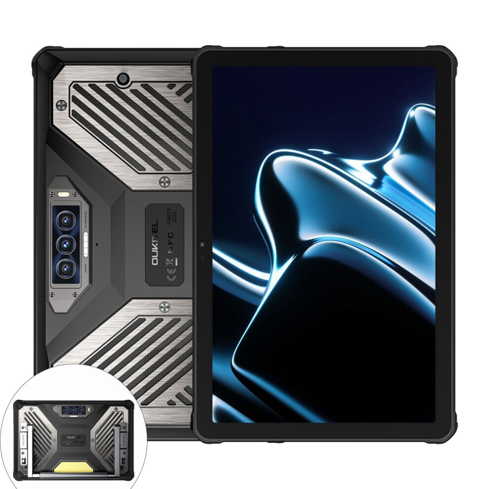 Oukitel (Black) Rt10 5G Rugged Tablet 25000Mah, 11" Fhd Ips Display 36Gb 512Gb, Android 15 Tablets,Black