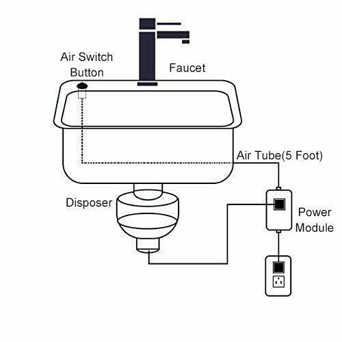 Kitchen Garbage Disposal Sink Top Air Switch Kit Brushed Single Outlet US Plug 1