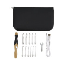 11 in 1 LED Haaknaaldenset, 9 in 1 USB Oplaadbare Oplichtende Haaknaalden Handweef Naaigereedschap, Haaknaaldenset