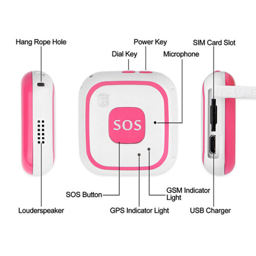 (black) Mini Personal GPS Tracker Real Time Tracking RF-V28 Fall Alarm SOS Two-way Talk 2