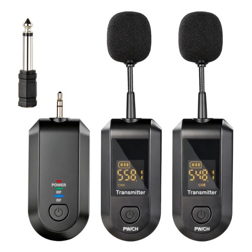 2.4G Wireless Lavalier Microphone Headset Kit with LED Digital Display 160ft Range for PA System,Voice Amplifier