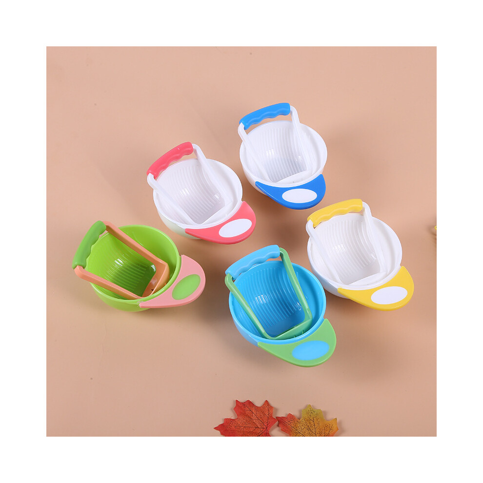 (Red) Baby Infant Learn Dishes Grinding Bowl Kids Handmade Grinding Food Mill