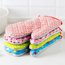 (Yellow) Thickened Heat-Insulated Microwave Oven Baking Gloves Kitchen Non-slip Anti-Scald Mittens