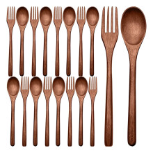16Pcs Wooden Spoons Forks Set Including Wooden Spoons and Wooden Forks Japanese Wooden Utensil Set Reusable Handmade