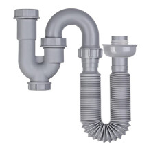 Kit de Tuyau D'Évacuation D'Évier de Cuisine de 1 1/4 Pouce avec Bouchon de Nettoyage Anti-Odeur, Tuyau D'Évacuation Flexible en Forme de U pour