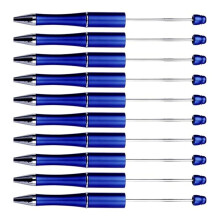 20 Penne con Perline DIY, Asta Rotante per Penna un Sfera nel Plastica con Perline, per Forniture di Decorazioni per Penne DIY, Ufficio, Scuola (Blu)