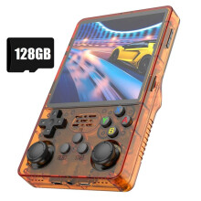 R36S PIUS Handheld Game Console 128GB 4inch IPS Screen Video Game Console Dual 3D Joystick Supports 10+ Simulators E