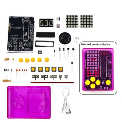 DIY Pixel Game Kit with Voice  Pixel Game Console Electronics Kit Soldering Project Practice Solder Learning Set B
