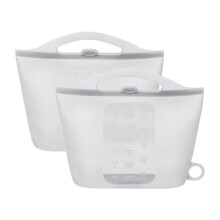 2 Pack Silicone Microwave Steam Sterilizer Bags,1.5L Reusable Steam Bags for Home and Travel, Silicone Fresh Keeping Bag
