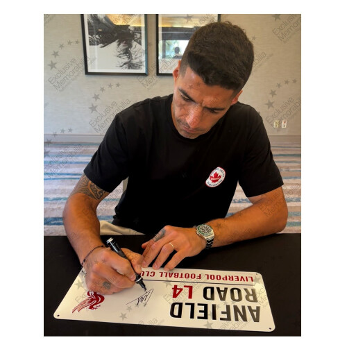 Luis Suarez Signed Liverpool Street Sign 2