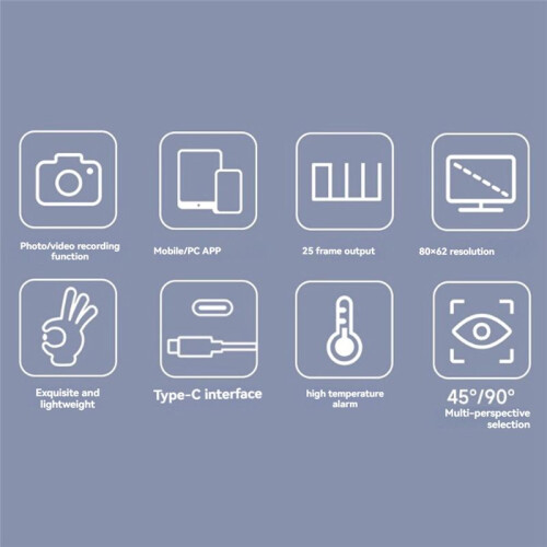 PC/Phone Thermal Imager Camera 80x62 Resolution 90 25 Frames Type C Infrared Thermal Imager 2