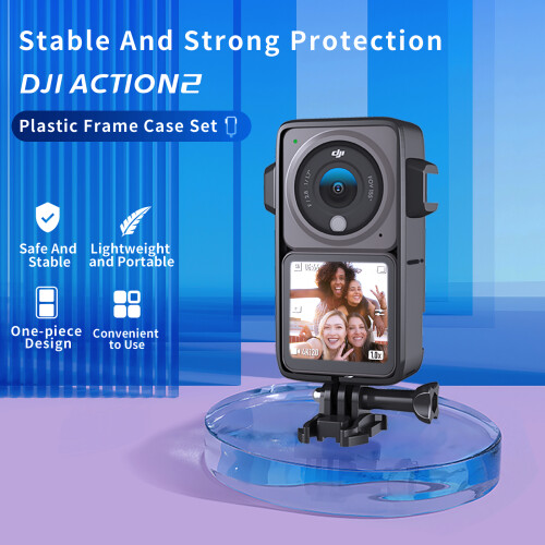 TELESIN Frame Case w/ Cold Shoe Bracket Mount for DJI Action 2 Dualscreen Camera 2