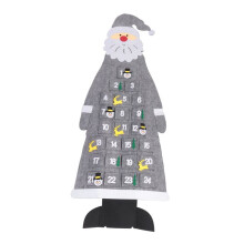 Christmas Advent Calendar Wall Hanging Santa Advent Calendar with Pockets 24 Days Reusable Gray