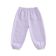 (12-18 Months, Purple) Kids Girls Boys Jogger Pants Loose Plaid Print Elastic Waist Trousers Casual Bottoms for Toddler Newborn Infant