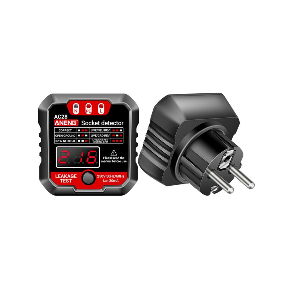 Aneng Ac28 Socket Tester With Lcd Display - Voltage And Phase Meter For Eu Outlets, Electrical Safety Inspection Tool A Eu Plug 4712893018593